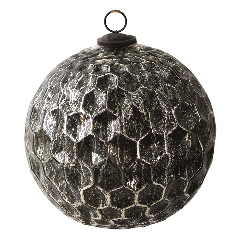 Kerstbal XL Ø 20 cm Zwart Glas Kerstdecoratie