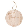 Houten bord "Welkom" Ø 20 cm 3 x 1 st