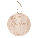 Houten bord "Welkom" Ø 20 cm 3 x 1 st