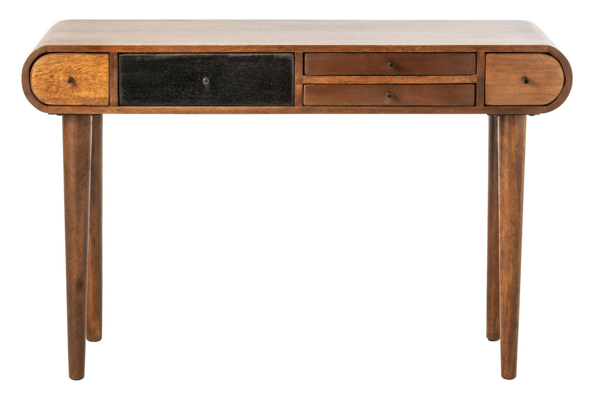 J-Line Consoletafel met meerdere laden - mangohout - naturel/zwart