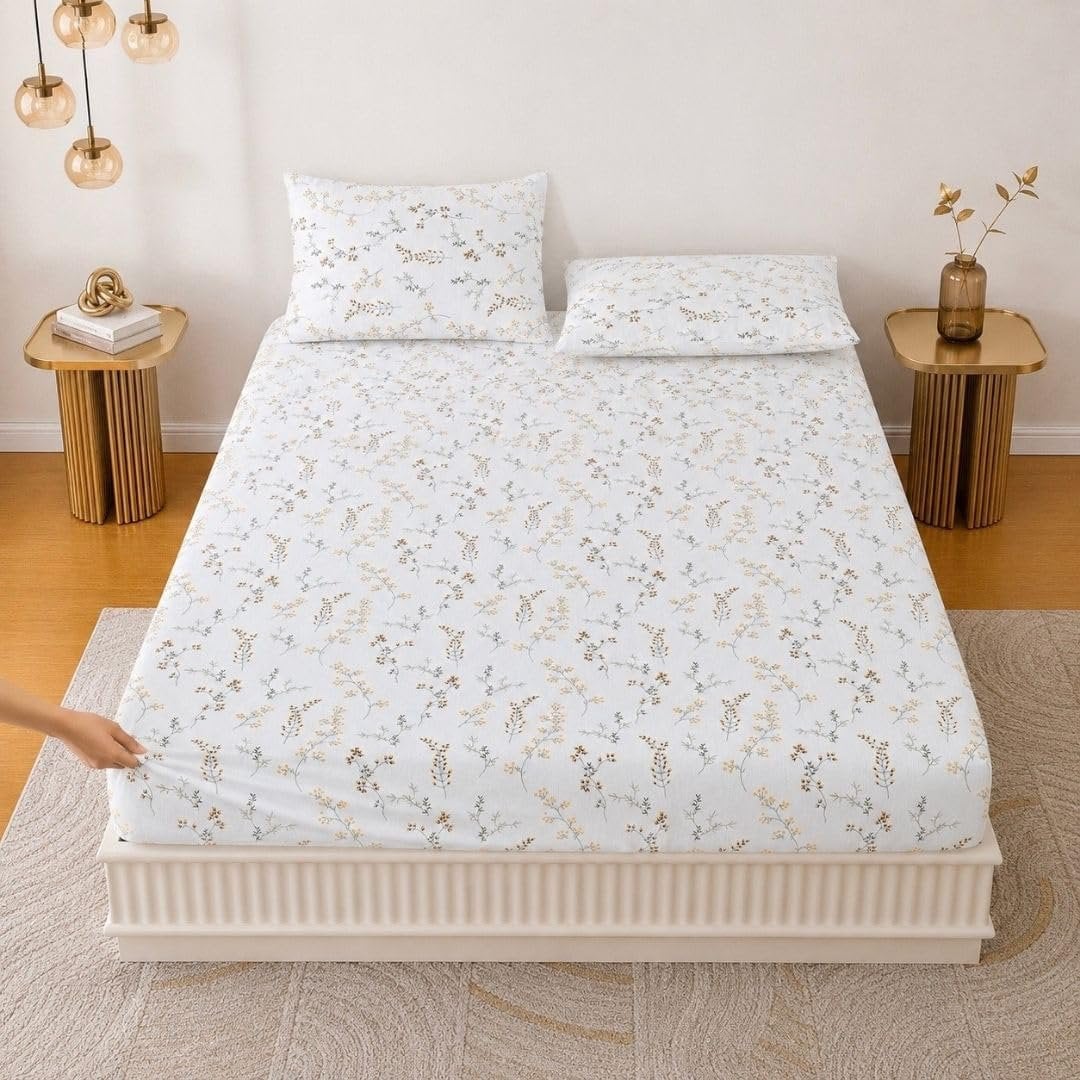 Laken | Puur katoen, elastisch getailleerd | Kingsize 198 cm x 182 cm 3-delig