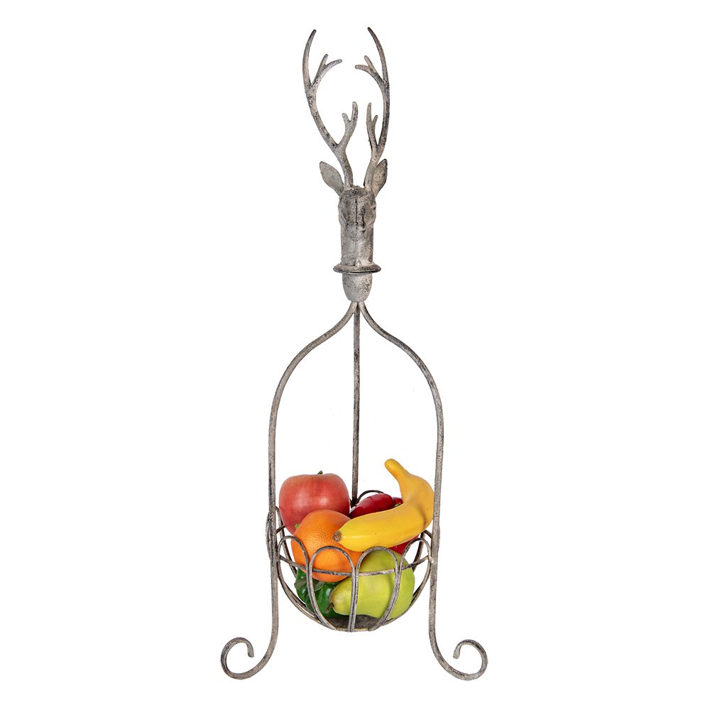 Decoratie Mand 28x28x68 cm Grijs Metaal Hert