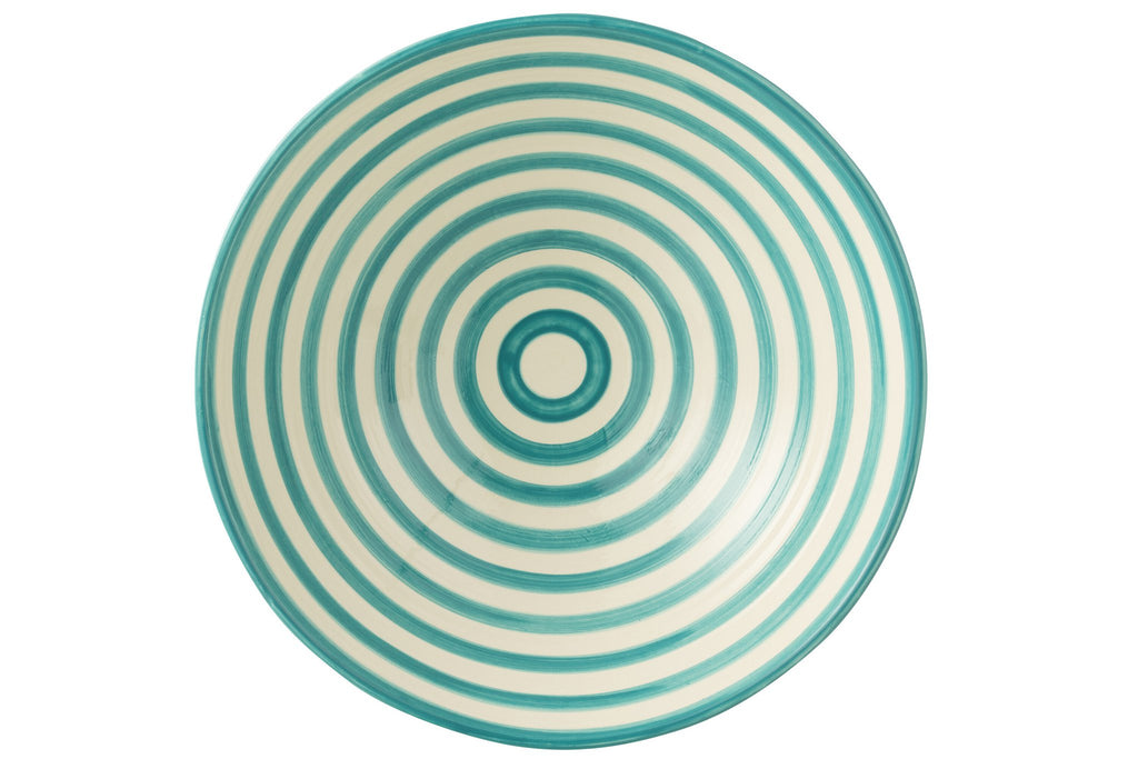 J-Line kom Granada Stripes - keramiek - wit/aqua