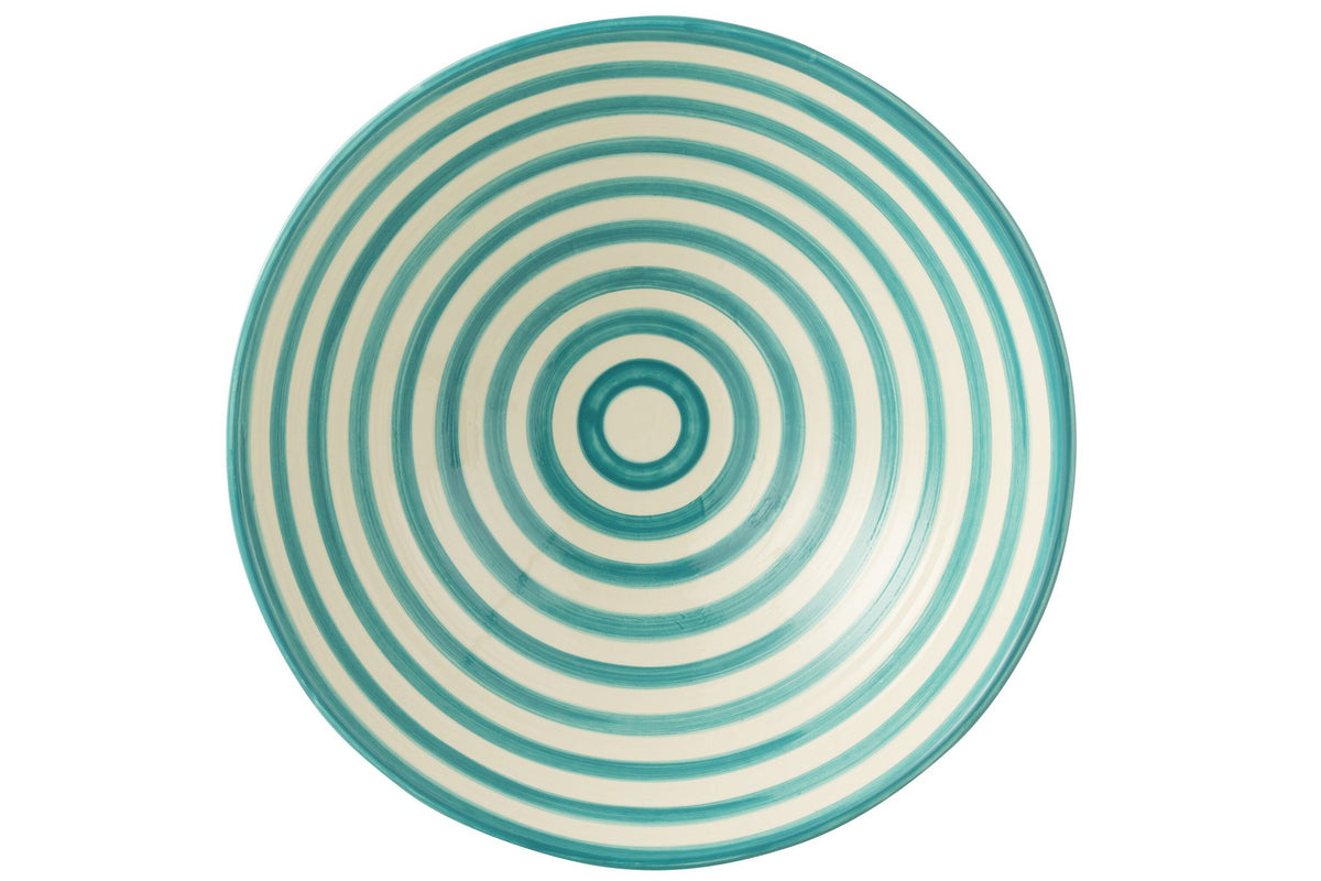 J-Line kom Granada Stripes - keramiek - wit/aqua