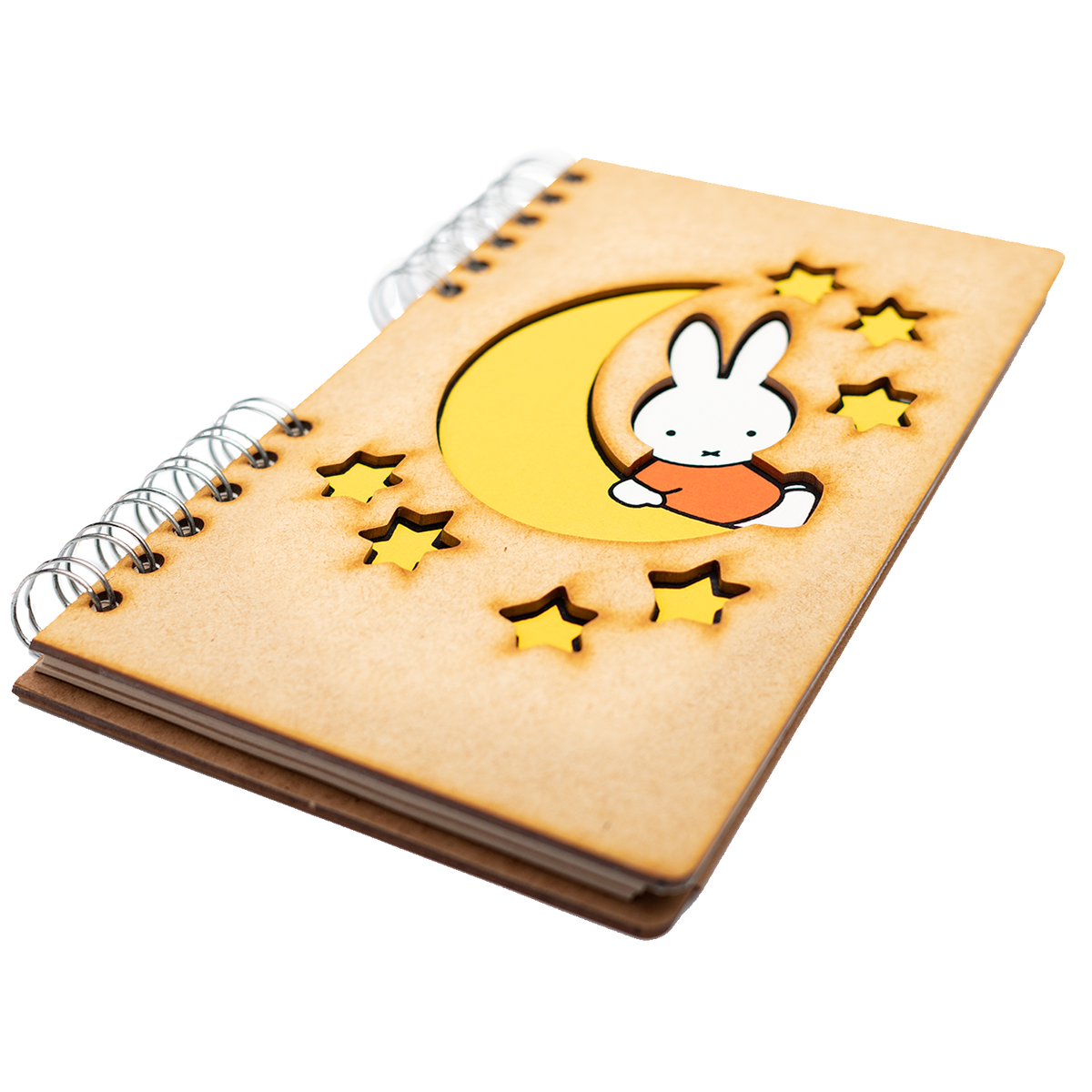 Duurzaam Houten Notitieboek – Komoni – Nijntje op de Maan – Miffy–on–the-Moon – Gerecycled papier – Navulbaar