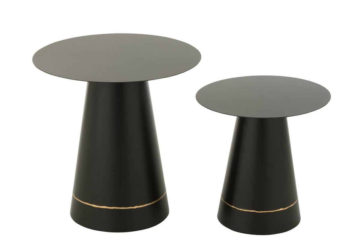 J-Line bijzettafel - ijzer - zwart/goud - set van 2