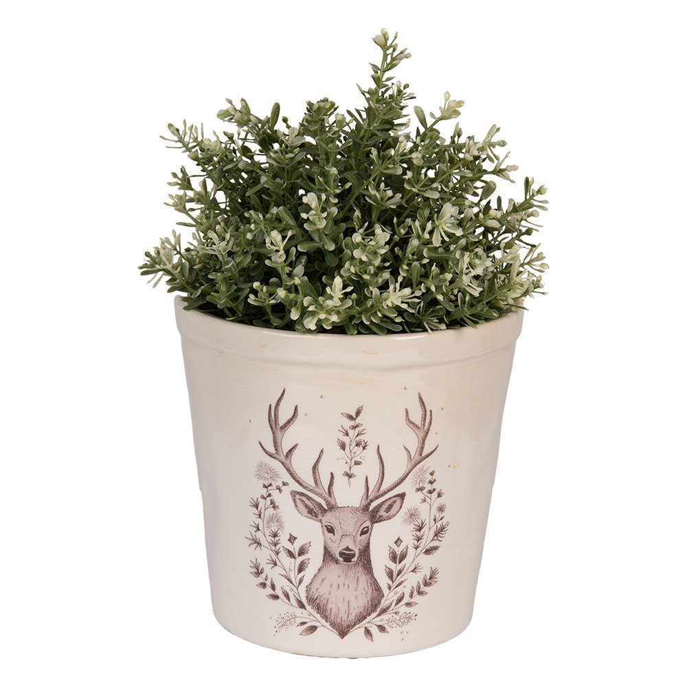 Bloempot Ø 17x16 cm Beige Keramiek Hert