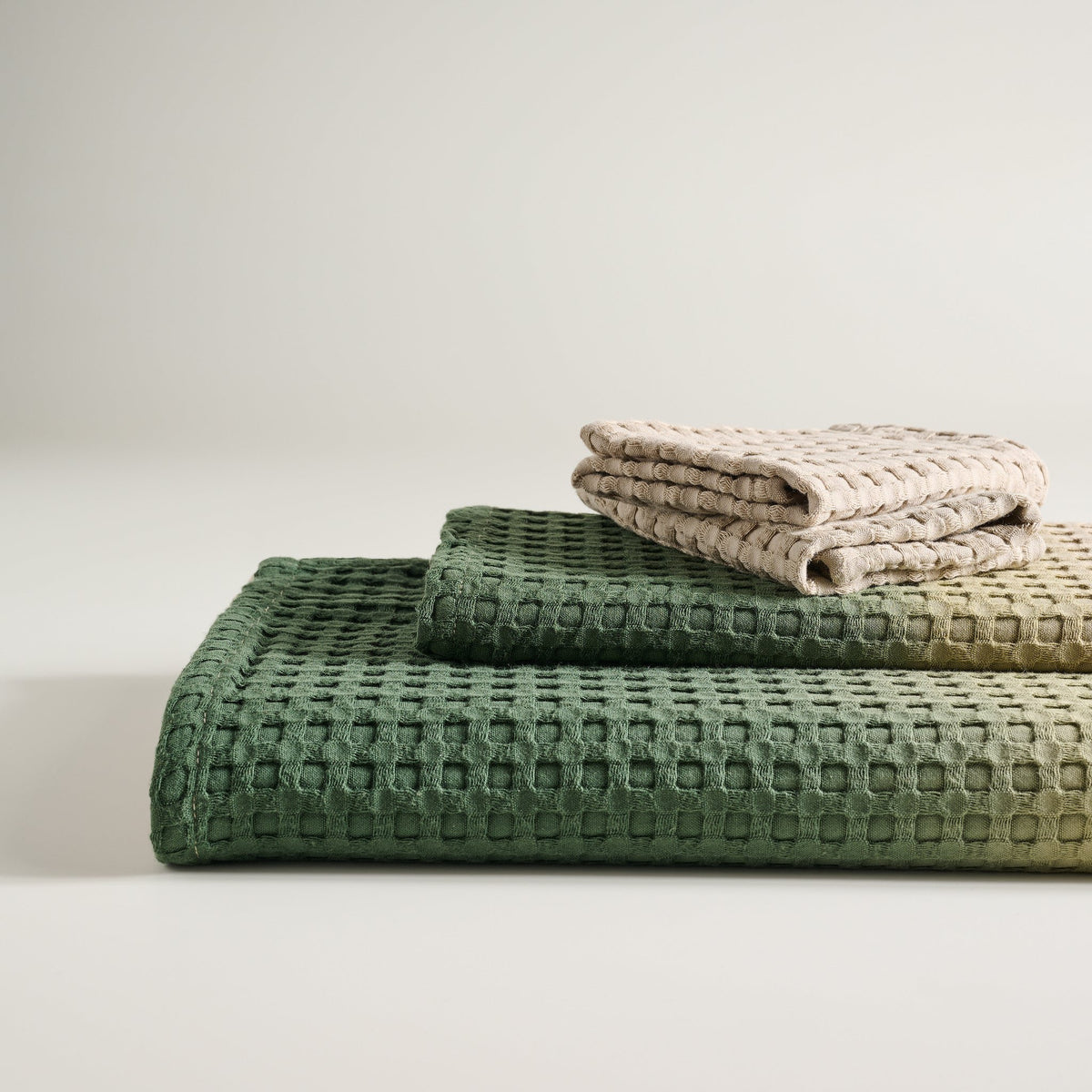 Katoenen bamboe wafelhanddoek - Dip Dye badset