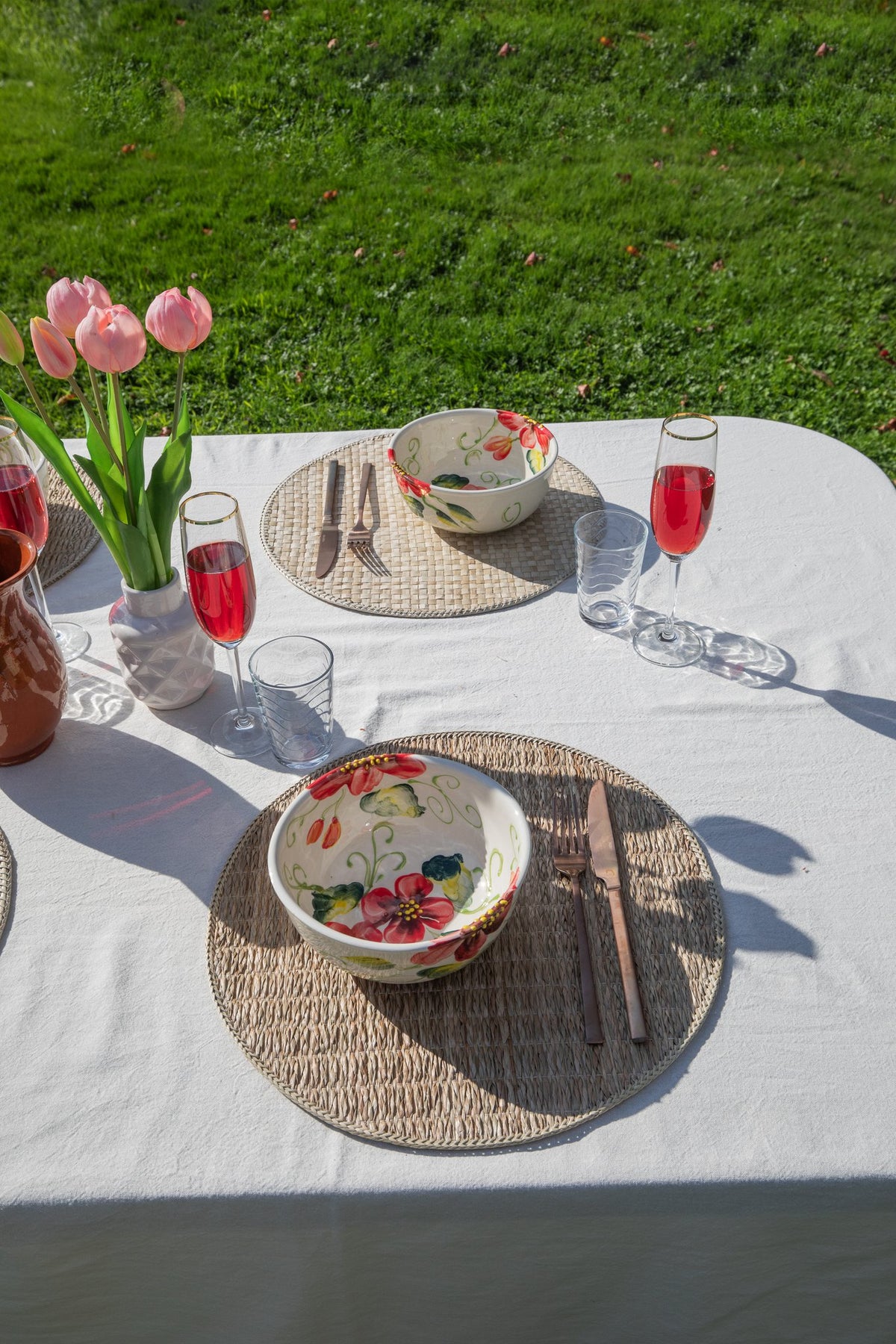 Placemat callia - zeegras - dia 38 cm, beige