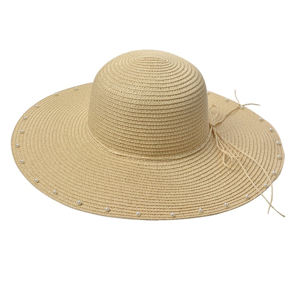 Hoed Dames Beige Papierstro Zonnehoed