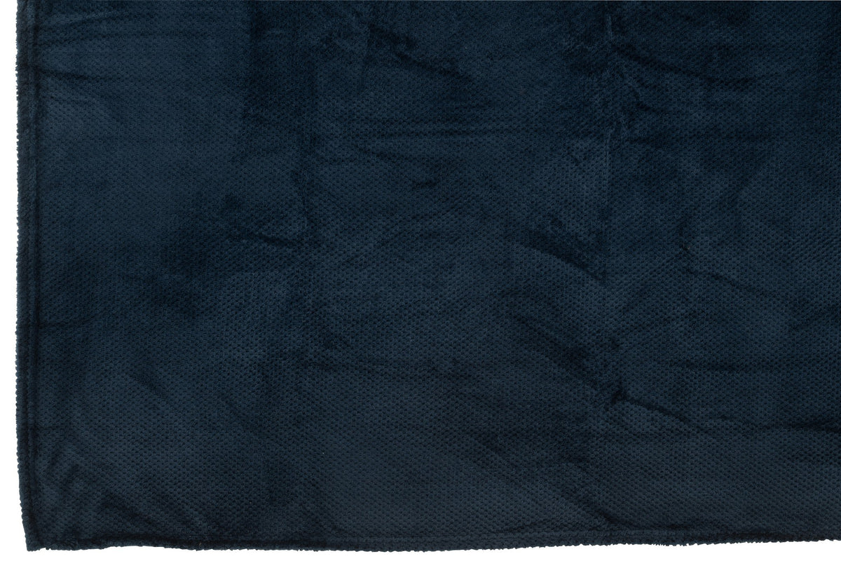 J-Line deken Snuggle - polyester - donkerblauw