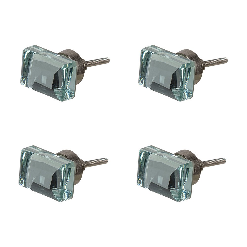 Deurknop set van 4 4 cm transparant Glas Meubelknop