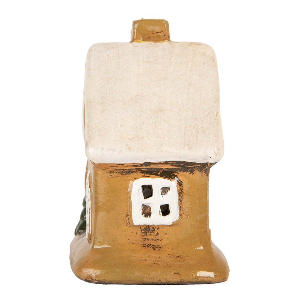 Waxinelichthouder Huis 9x7x11 cm Bruin Keramiek
