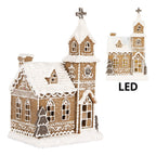 Gingerbread house met LED 14x12x23 cm Bruin Kunststof