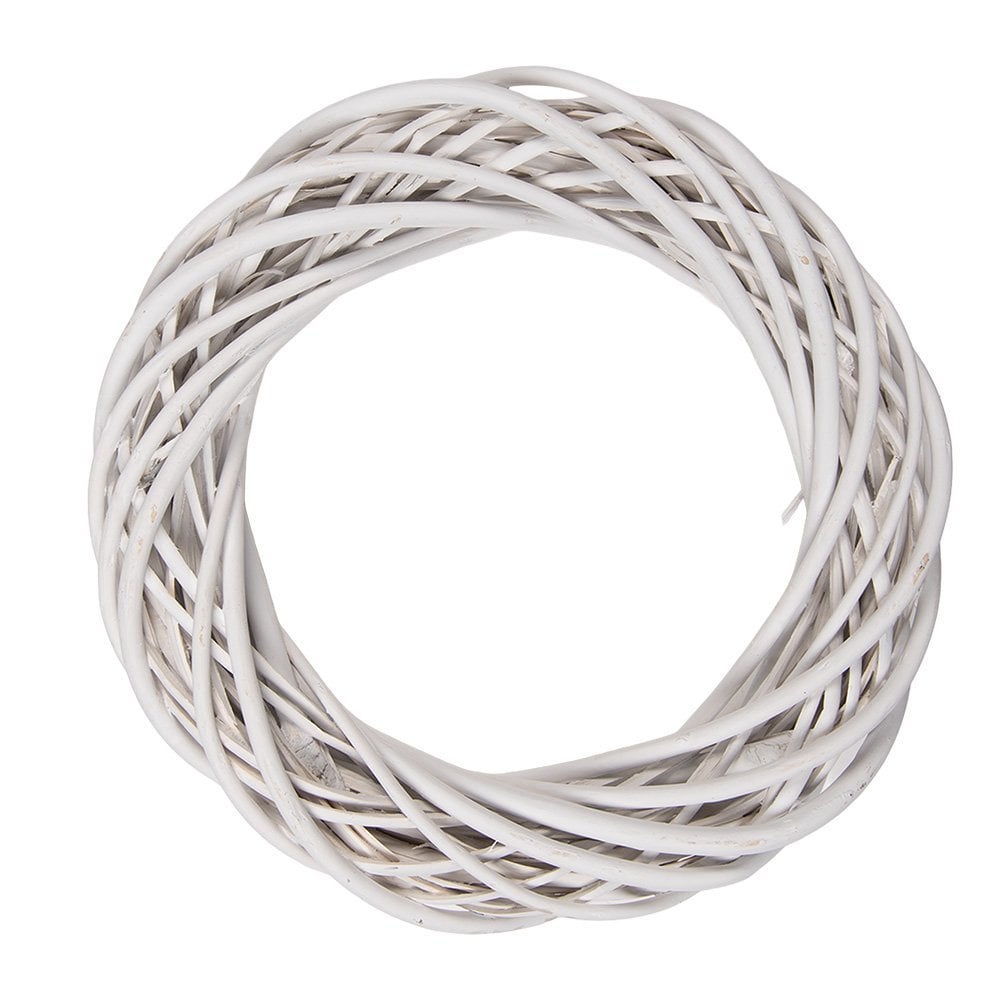 Krans Ø 30x6 cm Wit Rotan