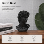 Black David Bust Statue – Klassiek geïnspireerd decoratief beeldhouwwerk voor tafelblad-styling
