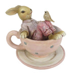 Beeld Konijn 10x8x8 cm Bruin Roze Kunststof