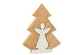 J-Line decoratie Engel In Boom - hout - wit/naturel - L
