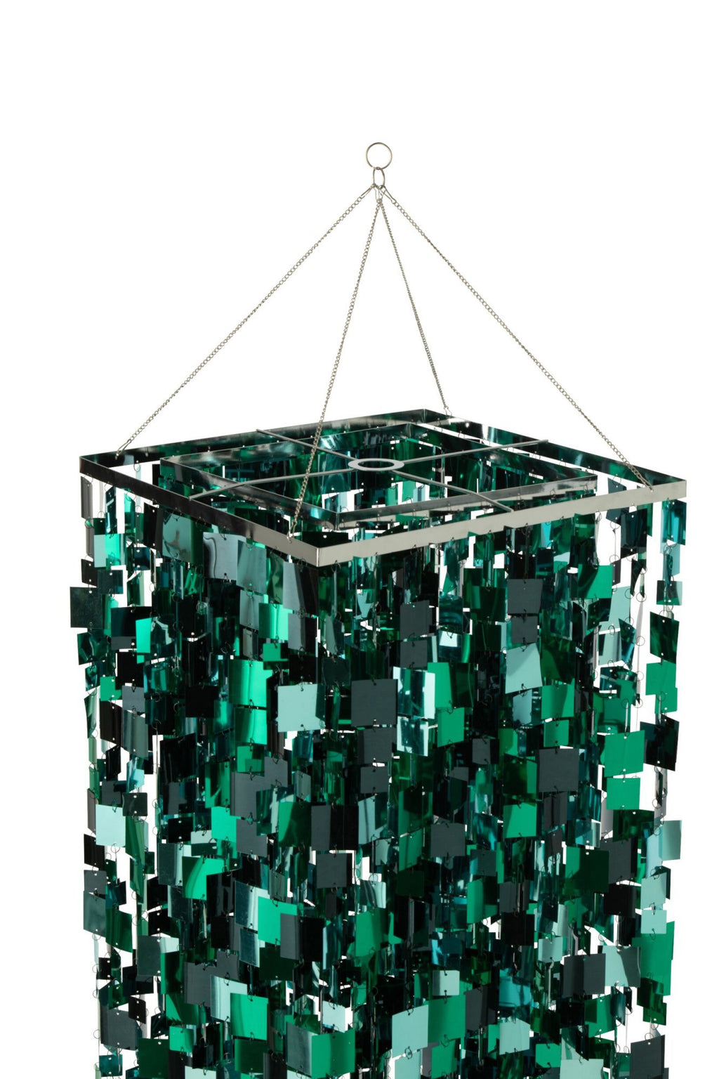 J-Line Lampenkap met vierkante pailletten - PET - blauw/groen