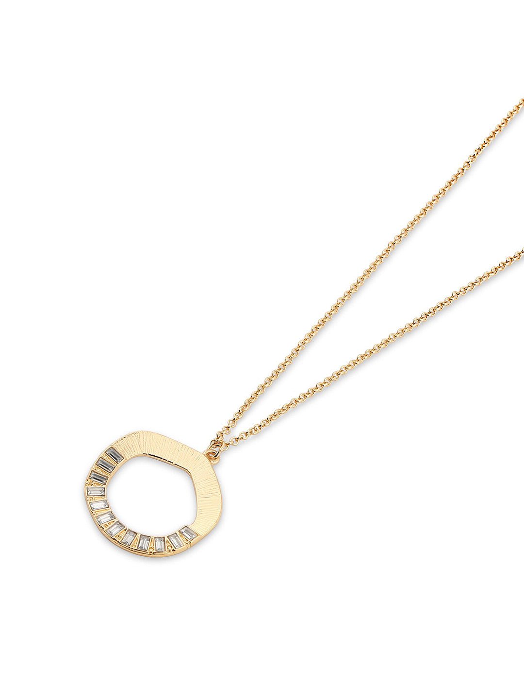 Kristallen getextureerde cirkelketting – lange ketting – legering met kristallen – 62 cm