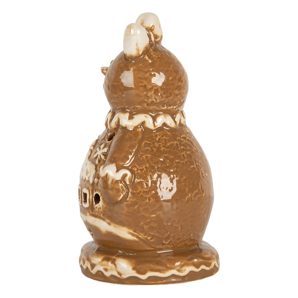 Kerstdecoratie Sneeuwpop 9x7x13 cm Bruin Keramiek