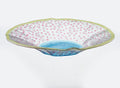 Artisano Wavy Bowl 36x8 Blauw en groen met roze stippen