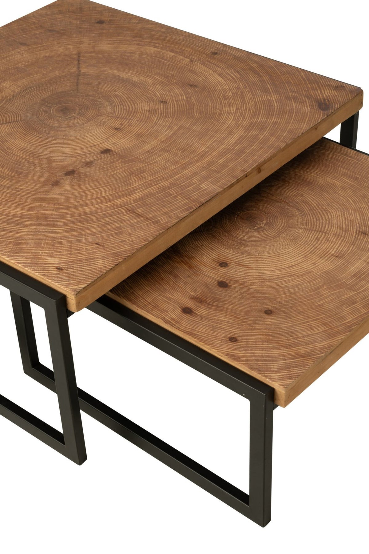 J-Line salontafel Dos - hout - naturel/zwart - set van 2