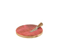 J-Line Kaasplank+Mes Rond Mango Hout Roze
