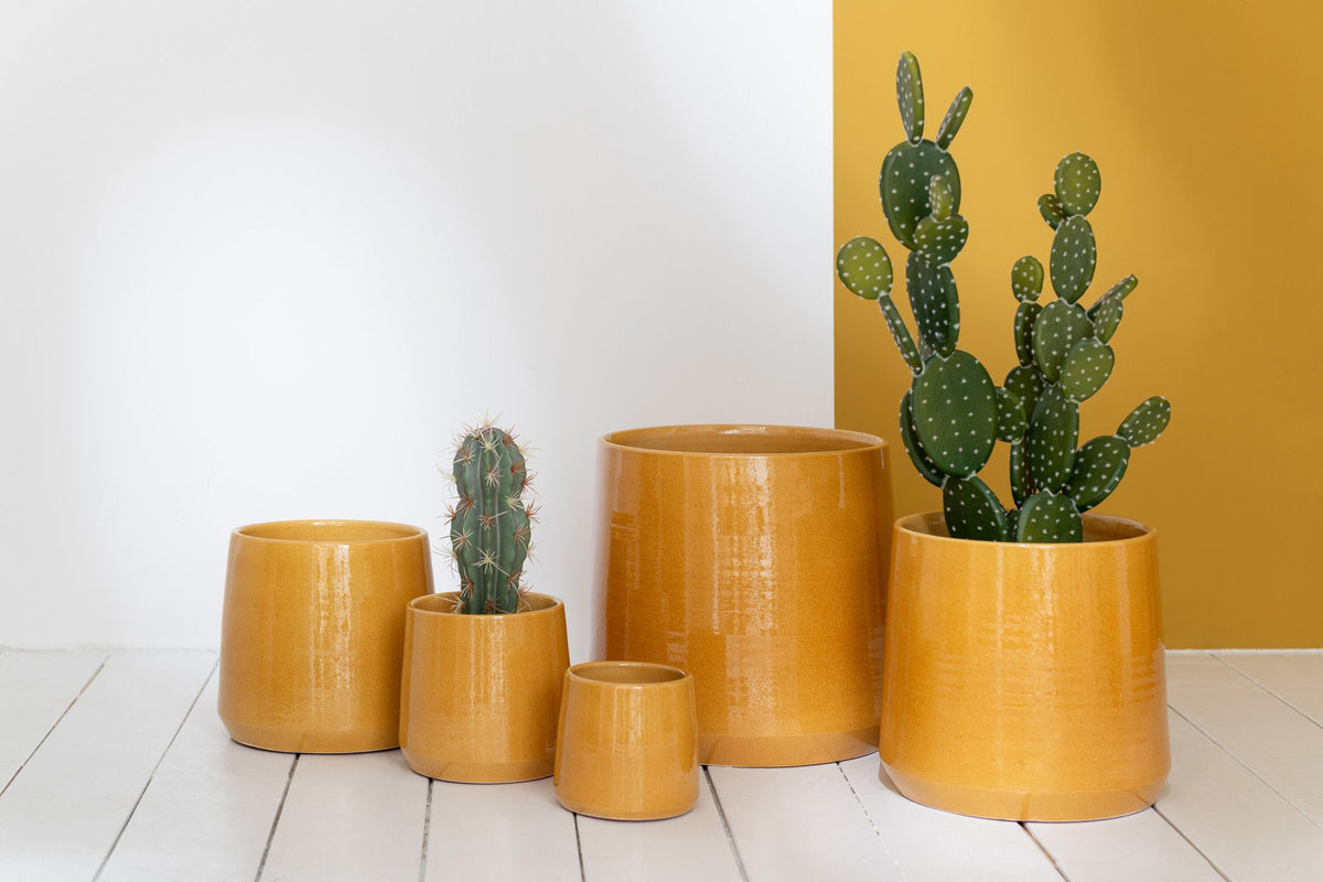 J-Line bloempot Rond - keramiek - oker - extra small - Ø 13.5 cm