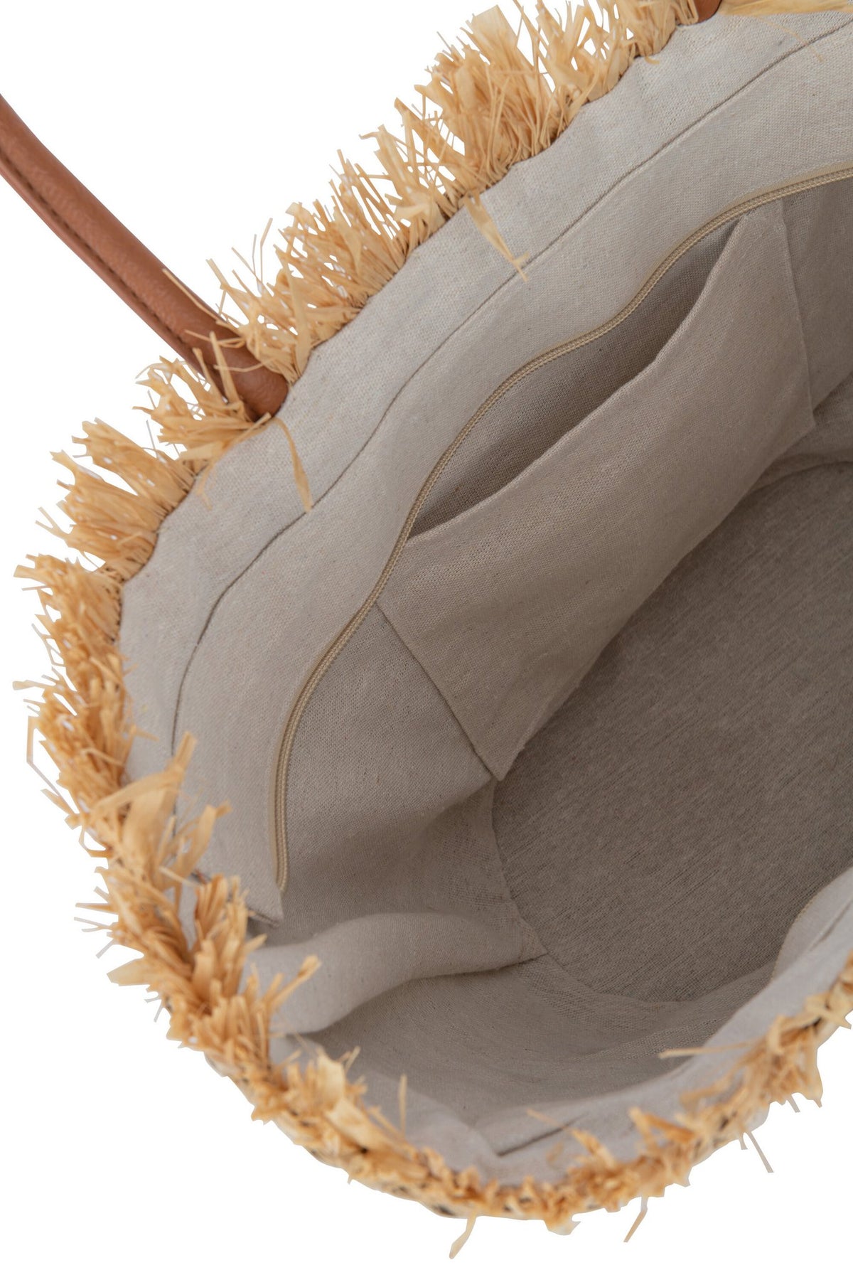 J-Line Strandtas Blad Jute Naturel/Donker Bruin