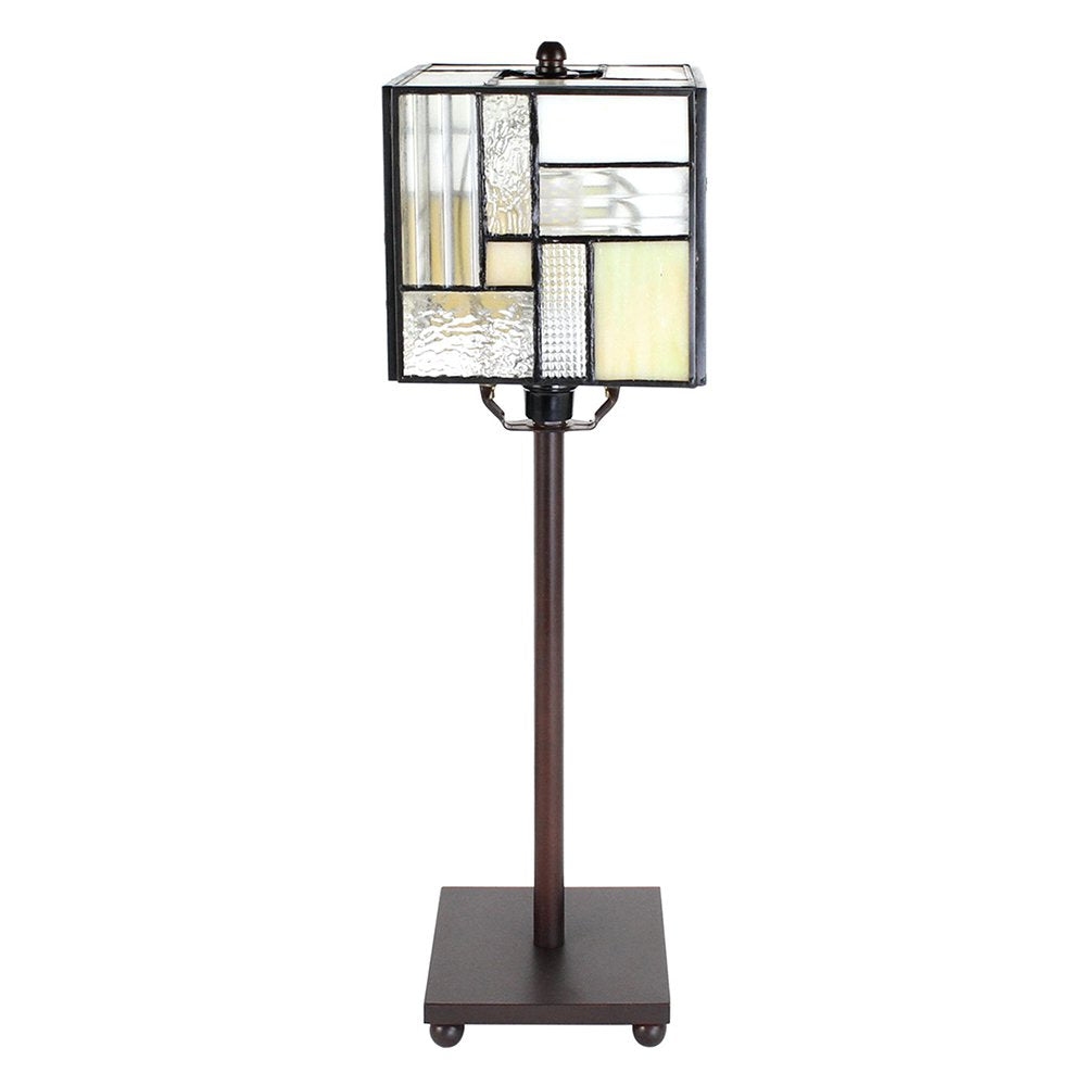 Tiffany Tafellamp 13x13x28 cm Wit Beige Glas Tiffany Bureaulamp