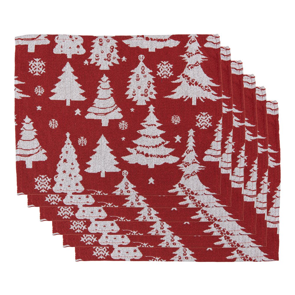 Placemats Set van 6 33x45 cm Rood Polyester