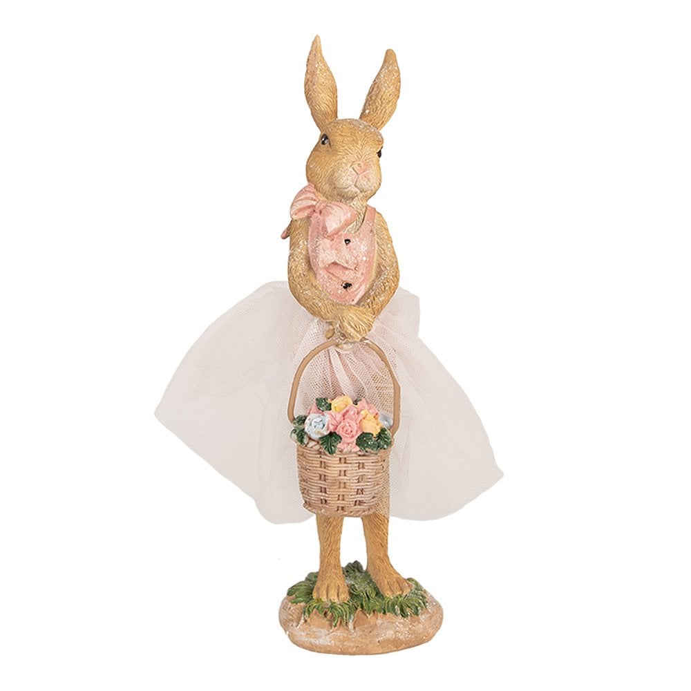 Beeld Konijn 21 cm Bruin Polyresin Paasdecoratie
