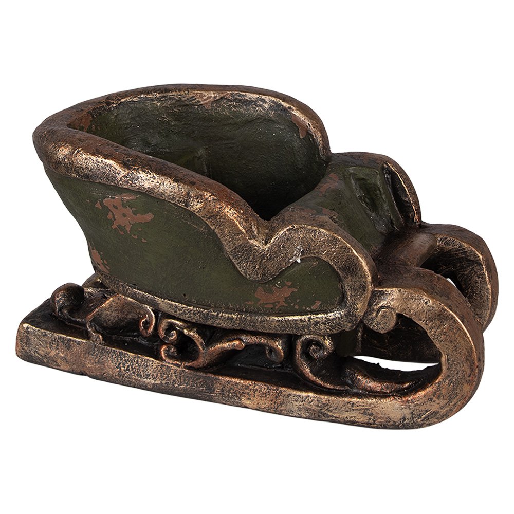 Kerstdecoratie Beeld Slee 35x23x21 cm Groen Keramiek