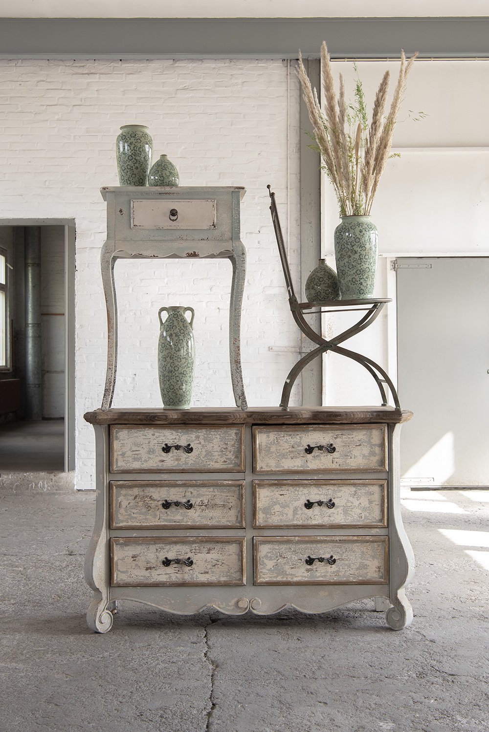 Bistrostoel 43x45x96 cm Groen Bruin IJzer Terrasstoel