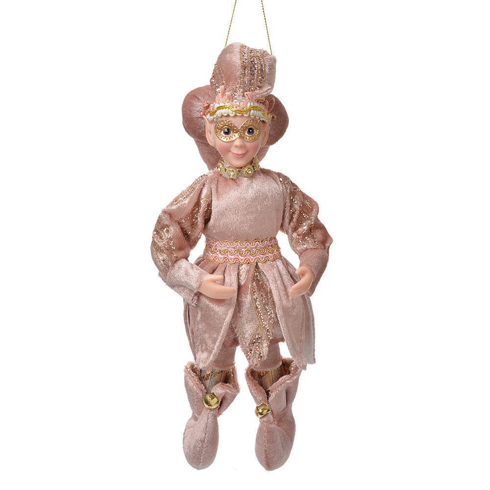 Decoratie hanger elf 10x8x28 cm roze textiel