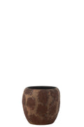 J-Line bloempot Round Terra - keramiek - bruin - large - Ø 24 cm