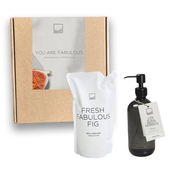 Leeff Giftbox Handzeep + Navulling Fabulous Fig - Je bent fantastisch
