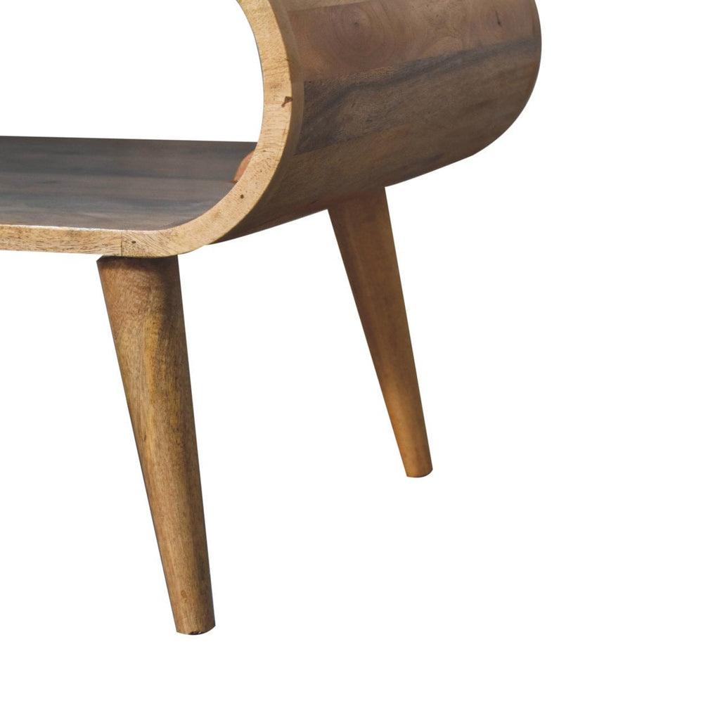Massief houten open salontafel, licht eiken afwerking