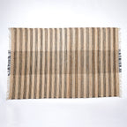 Handgeweven gestreept vloerkleed – katoenjute naturel design