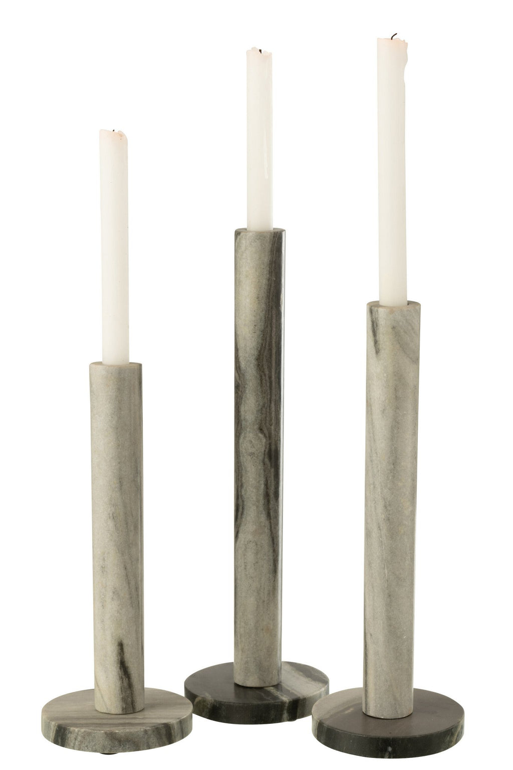 J-Line kaarshouder Marmer - steen - zwart/grijs - set van 3