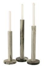 J-Line kaarshouder Marmer - steen - zwart/grijs - set van 3