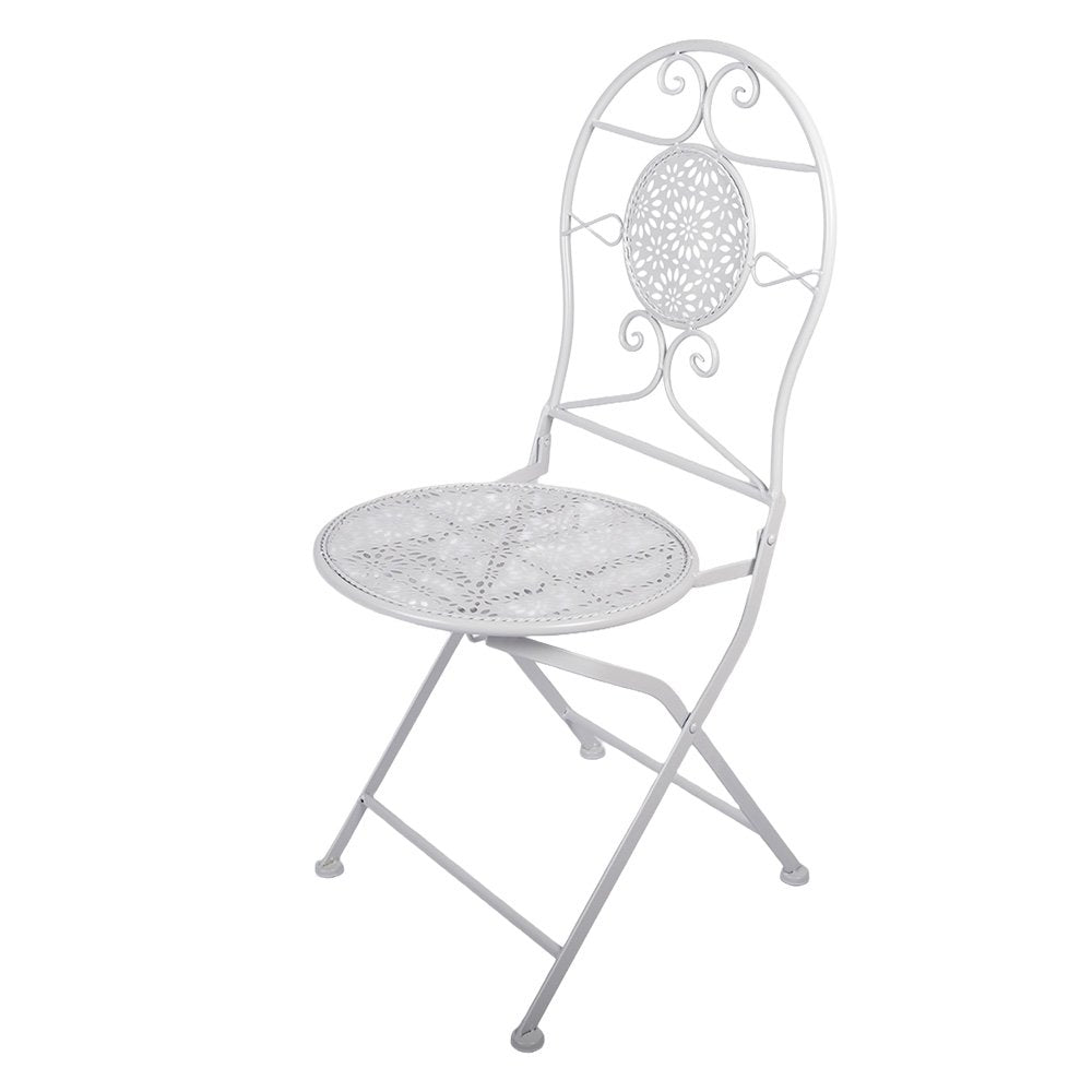 Bistroset Bistrotafel Bistrostoel 3-delig Ø 60x70 / 50x40x93 cm Wit Metaal