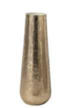 J-Line Gestreepte vaas - aluminium - goud/wit - large