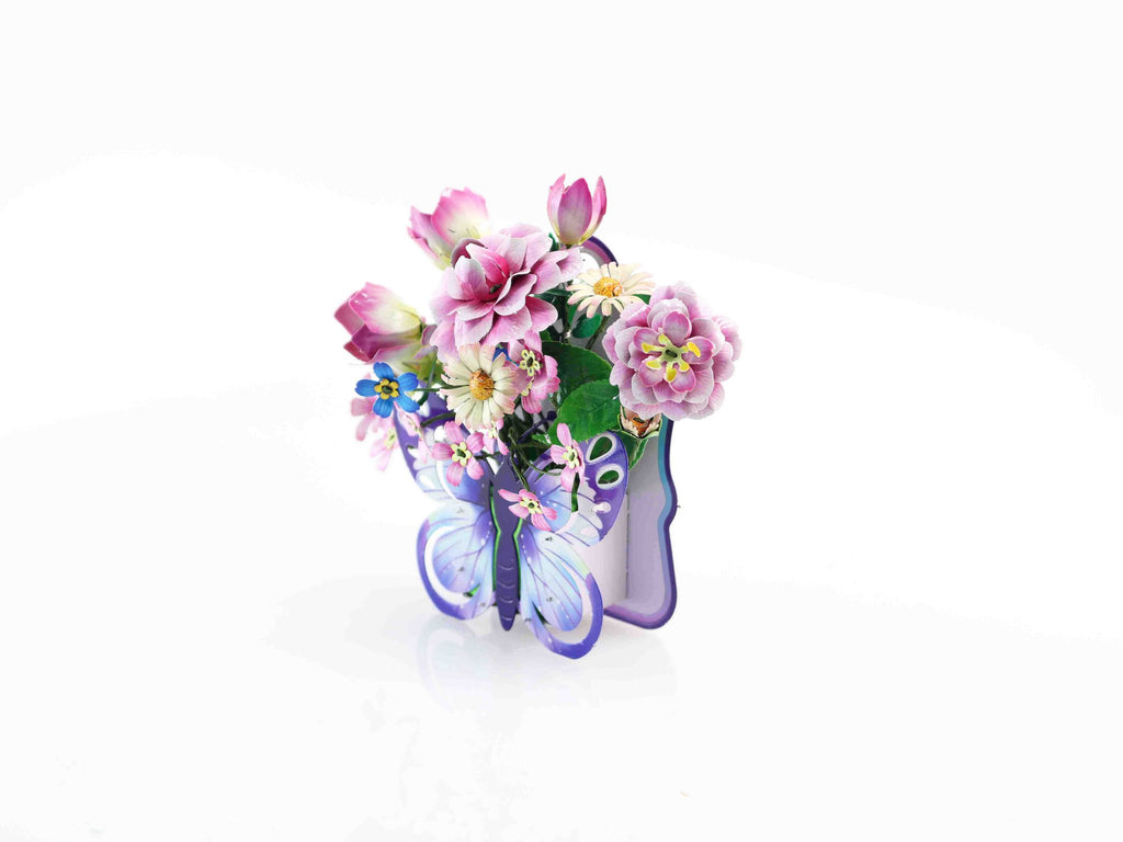 Bouwpakket 3D Model DIY Mand met Vlinderbloemen Magneet- gekleurd- metaal