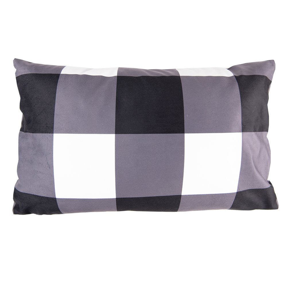Kussenhoes 30x50 cm wit Zwart Polyester Sierkussenhoes