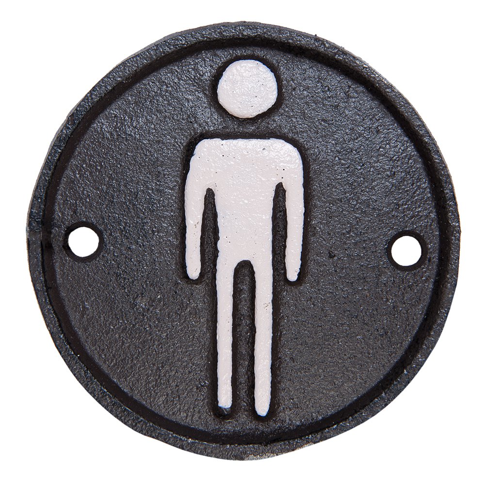 WC Bordje Heren Ø 8 cm Bruin IJzer Man Toilet Bordje