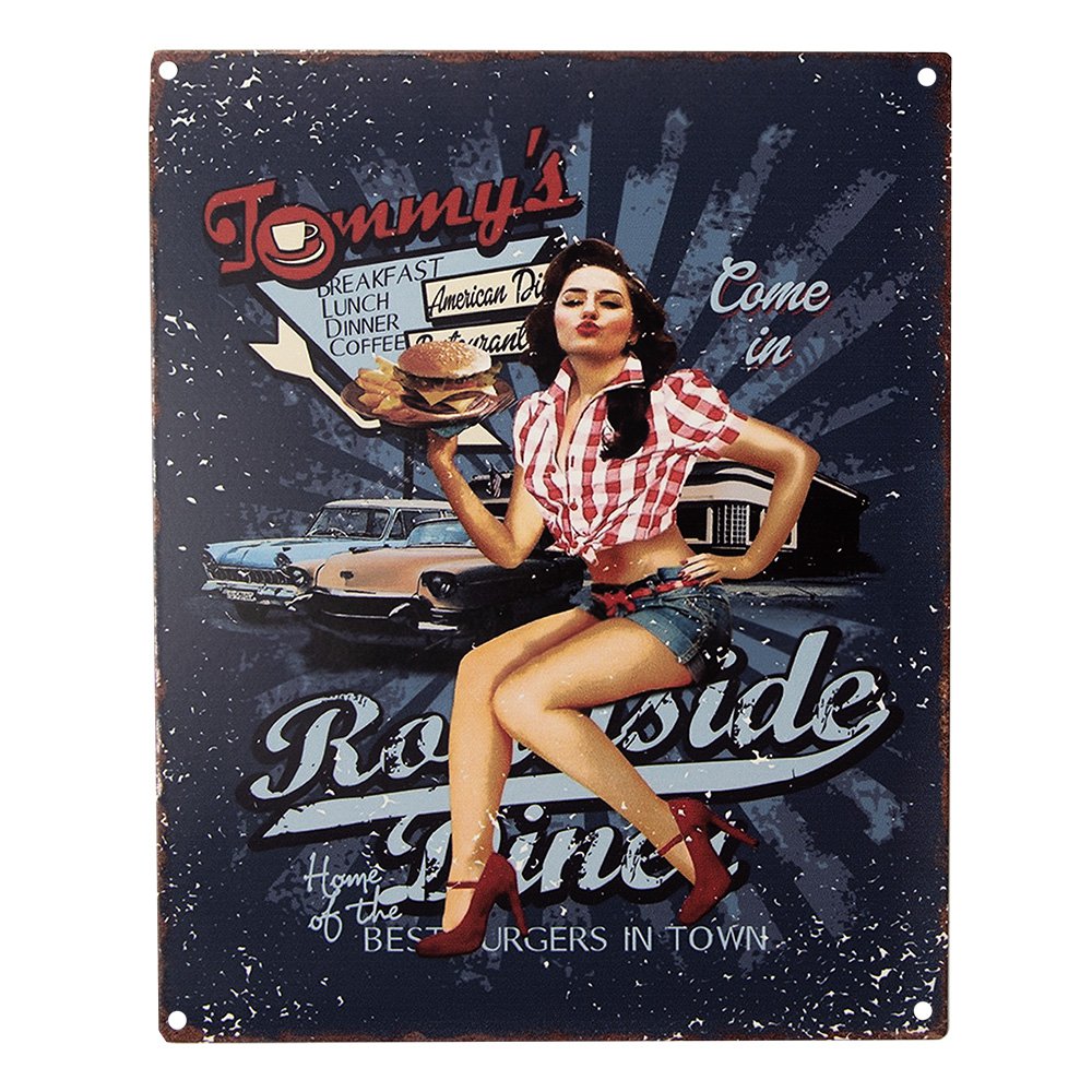 Tekstbord 20x25 cm Blauw IJzer Wandbord