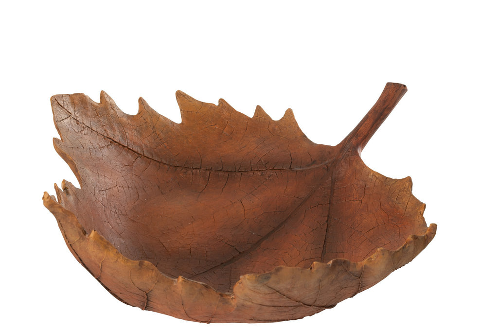 J-Line decoratie Plateau Blad Herfst - polyresin - bruin