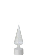 J-Line decoratie kerstboom Draaiend - glas - wit/transparant - S - LED